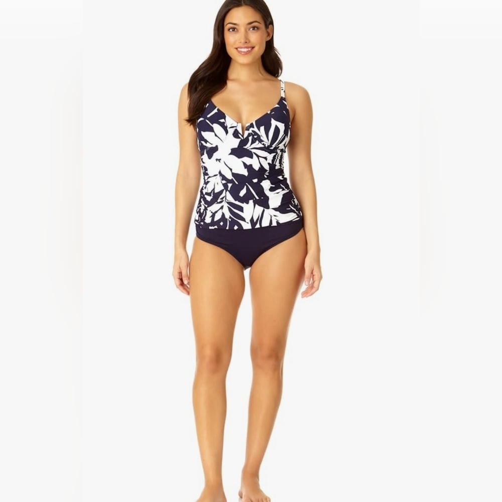 Anne Cole Tankinin Underwire Blue Elegant Wear Vacation Summer Resorwear - Picture 13 of 16